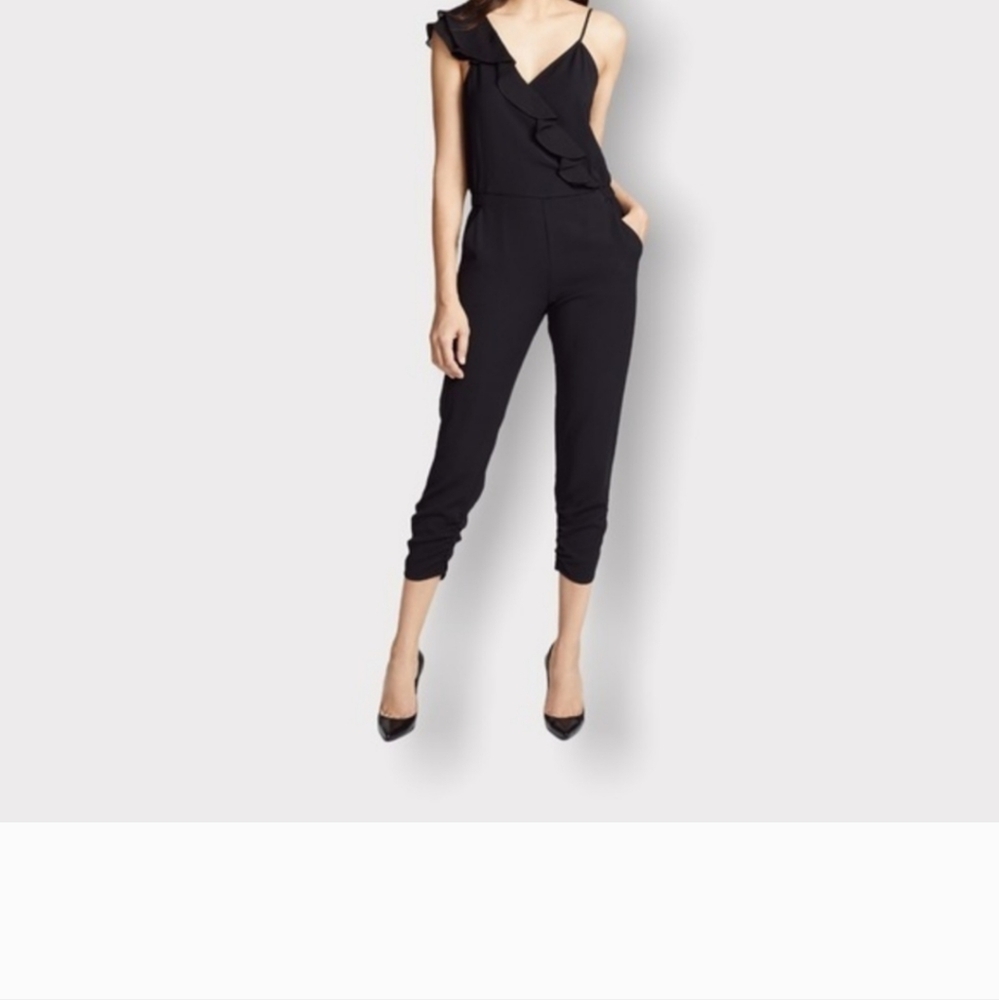 Parker Addison  black ruffle sleeveless jumpsuit size 2